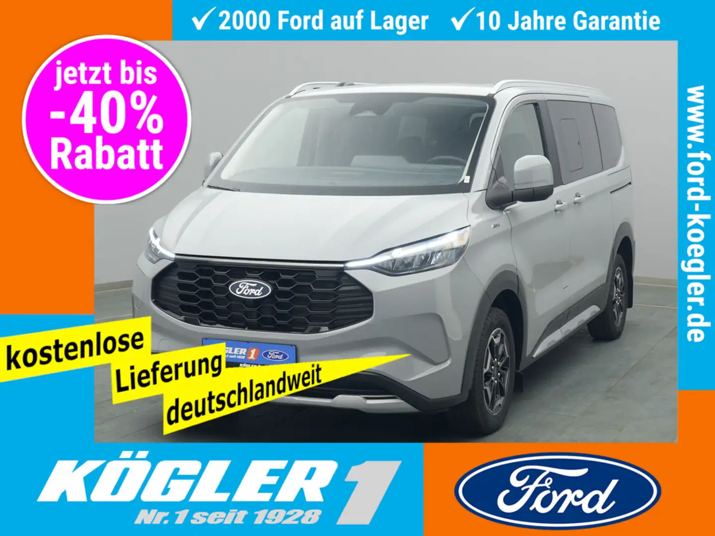 Ford Tourneo Custom PHEV 340 L1 Active 233PS -20%* Grau - 1