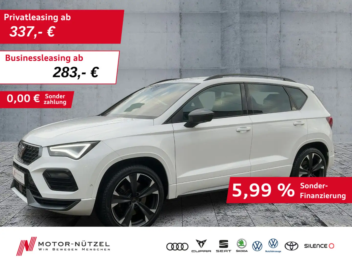 CUPRA Ateca 2.0TSI DSG 4x4 LED+ACC+DCC+NAV+SHZ+RFK+19" Weiß - 1