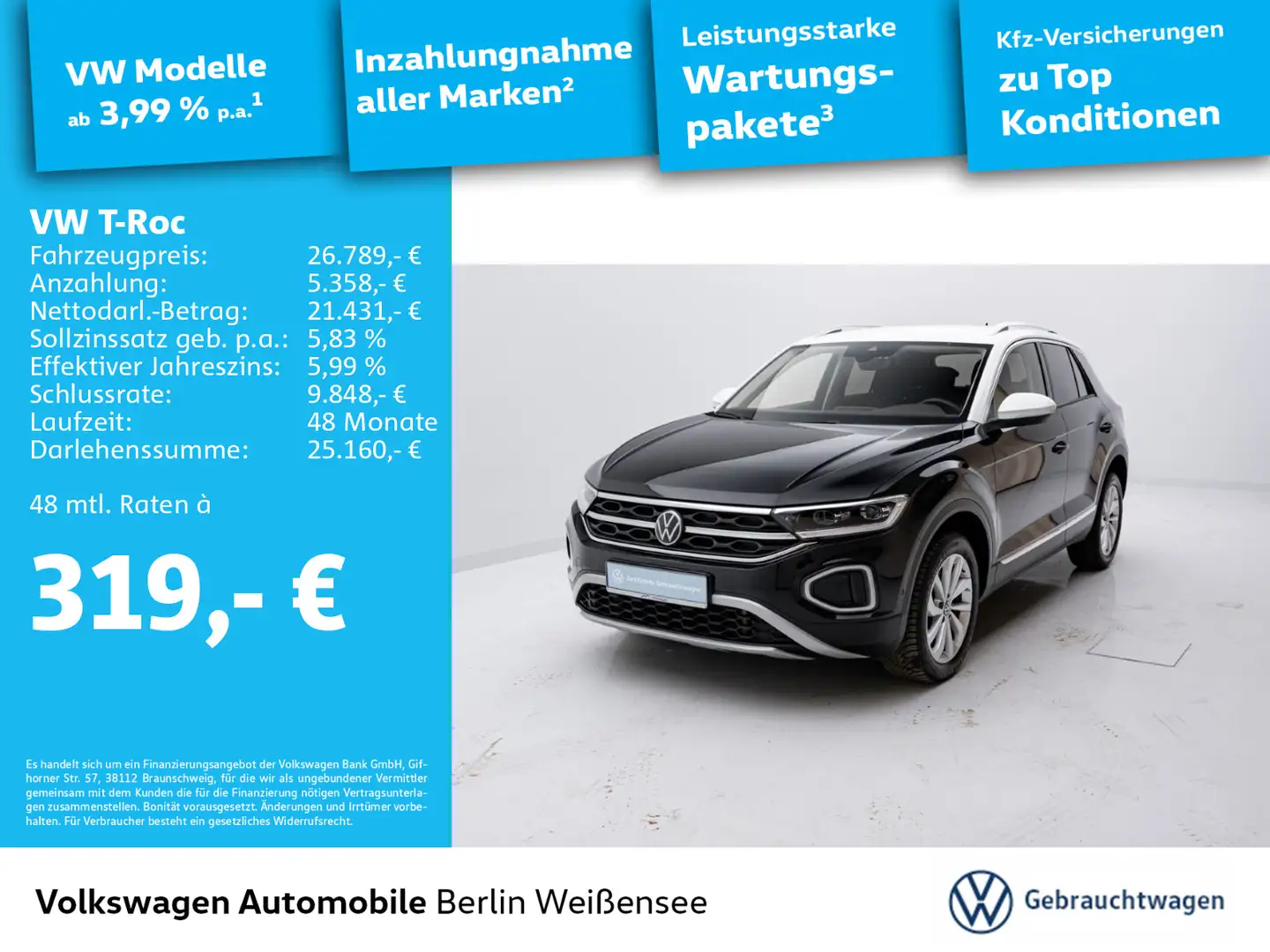 Volkswagen T-Roc Style 2.0 TDI*CARPLAY*NAV*LED*RFK*MASSAGE* Schwarz - 1