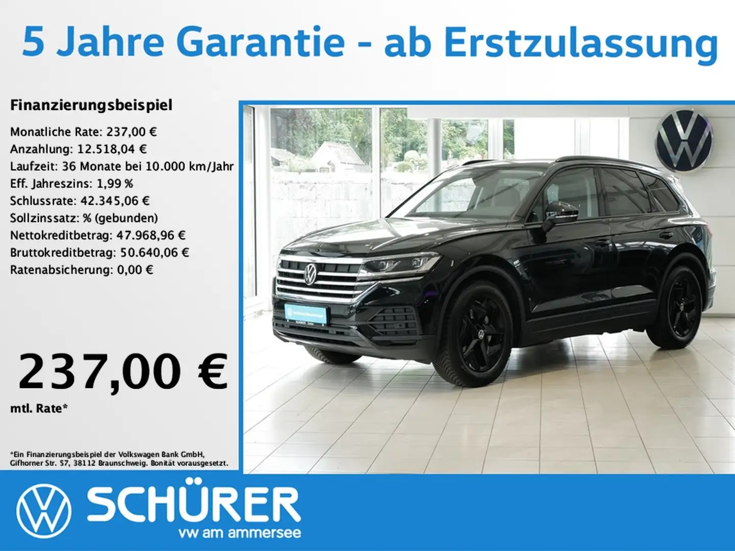 Volkswagen Touareg 3.0TDI 4Motion AHK Luft Keyless RKam ACC Schwarz - 1