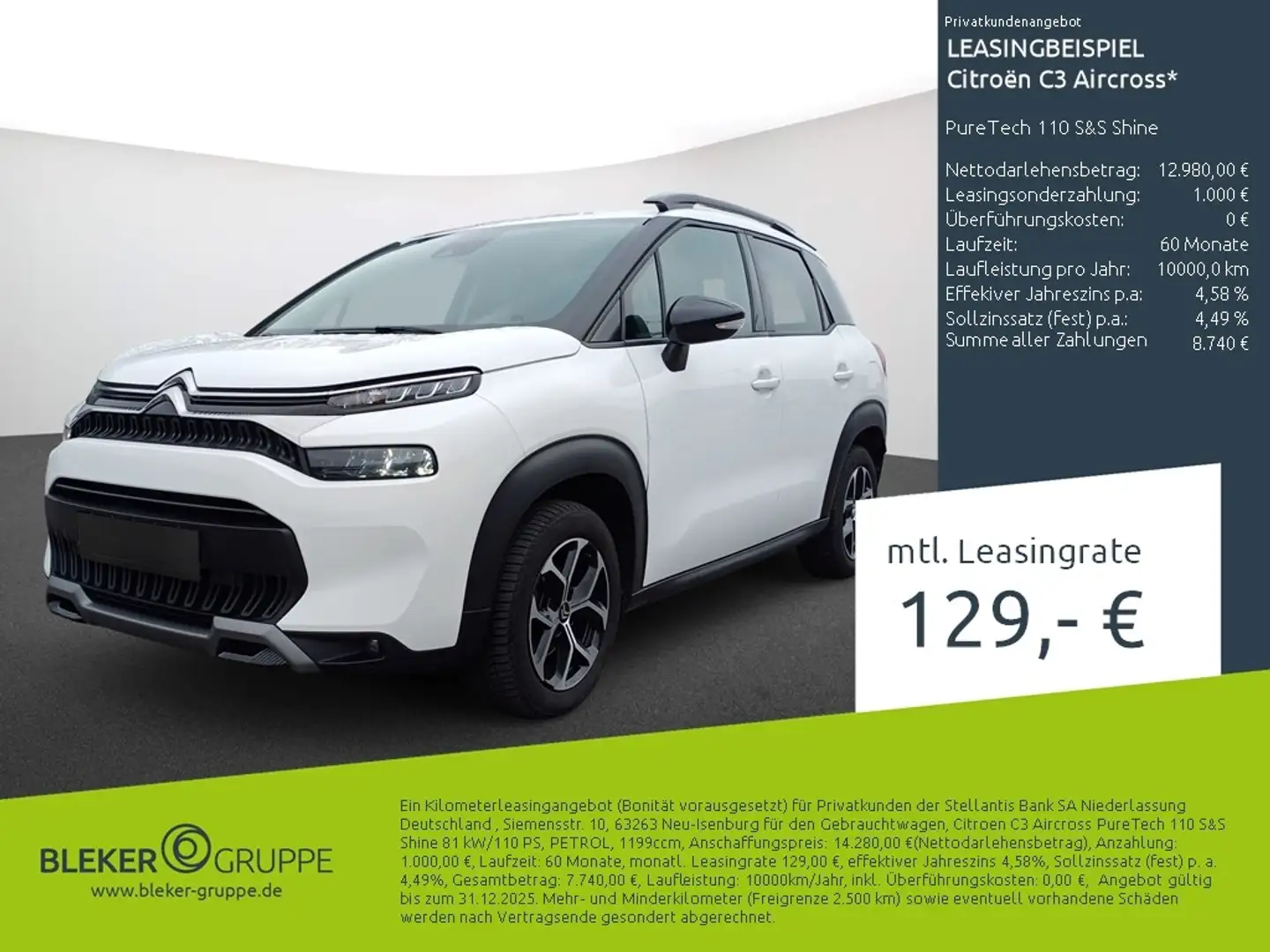Citroen C3 Aircross PureTech 110 S&S Shine Blanc - 2