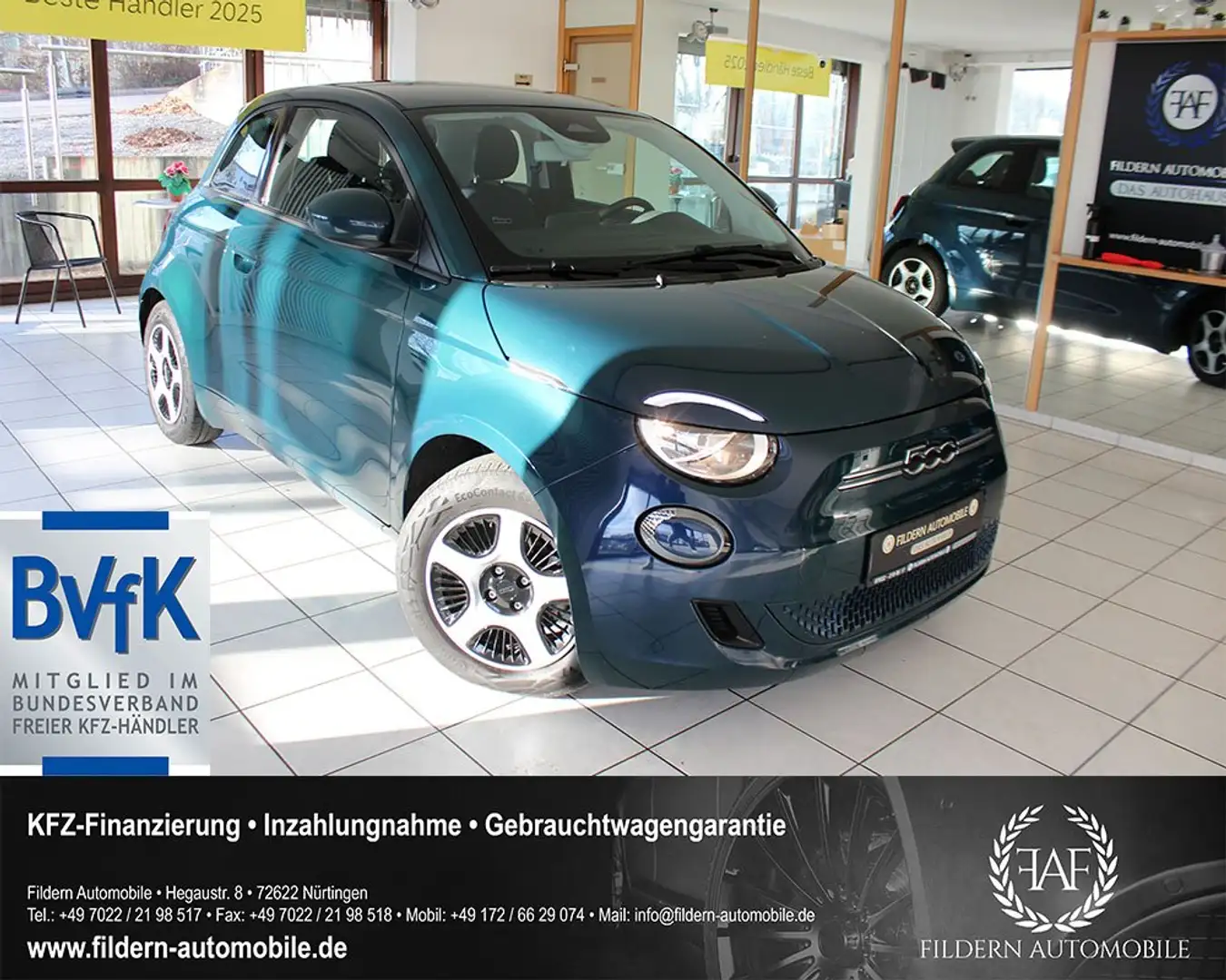 Fiat 500e Action 23,8kWh*LED*KLIMA*DISPLAY*SPURHALTE* Grün - 1