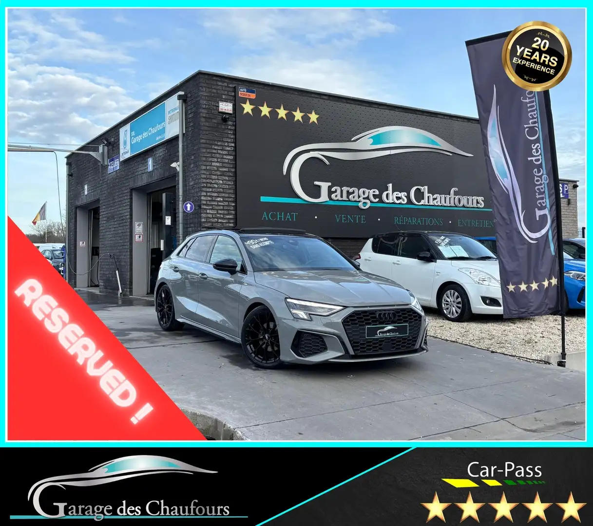 Audi A3 Sportback TDi - ! Full S line ! - Gris Nardo - E6d Grau - 1