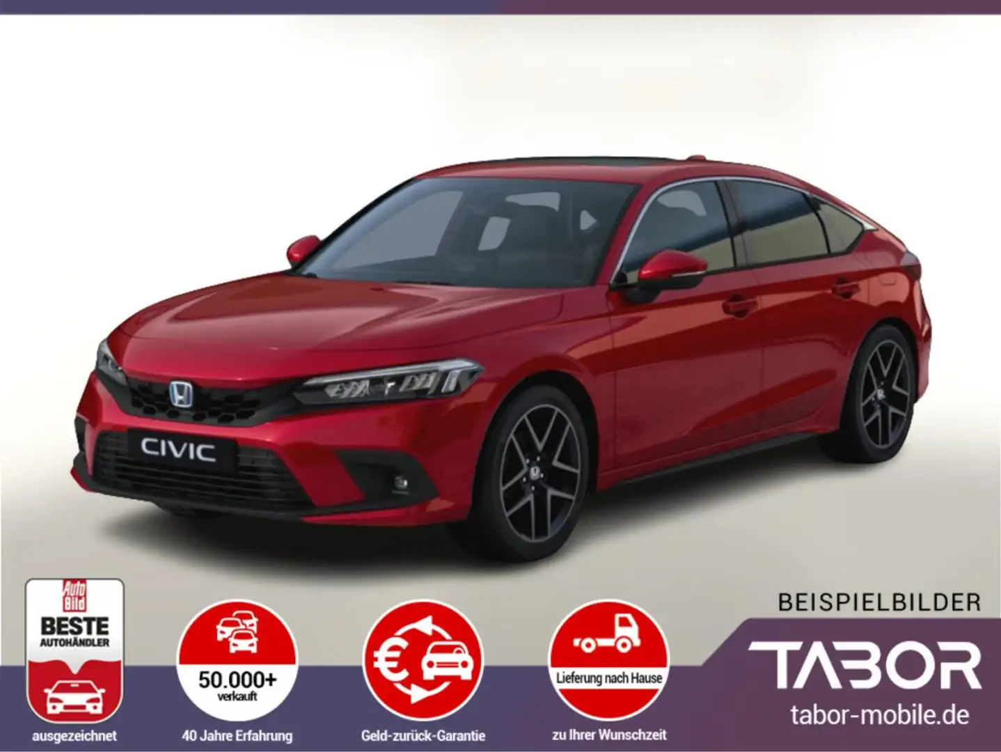 Honda Civic 184 CVT Advance Nav Leder Pano Bose SHZ Rot - 1