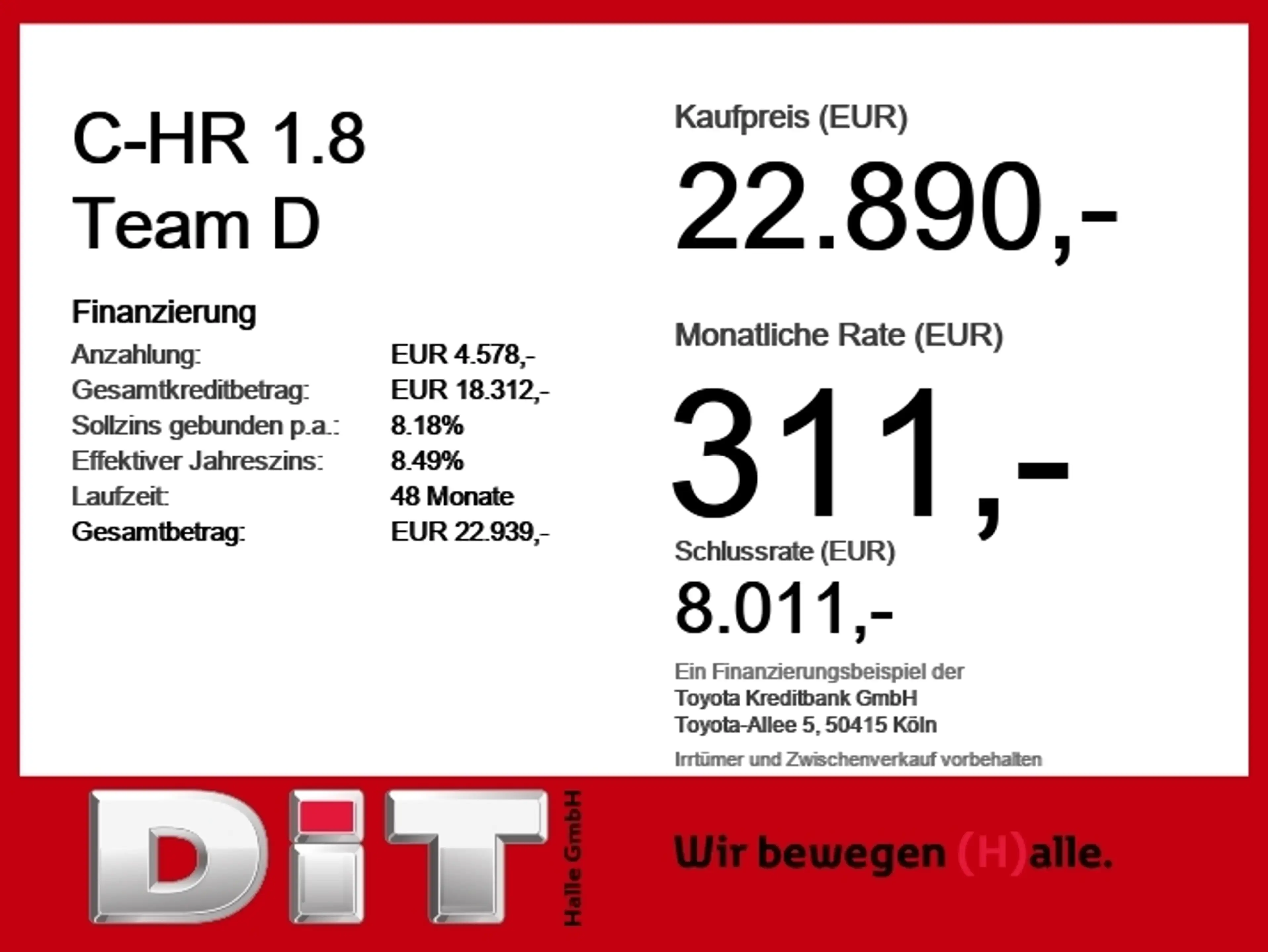 Toyota C-HR 1.8 Team D Navi Klima LED Kamera Sitzheizung — photo 6