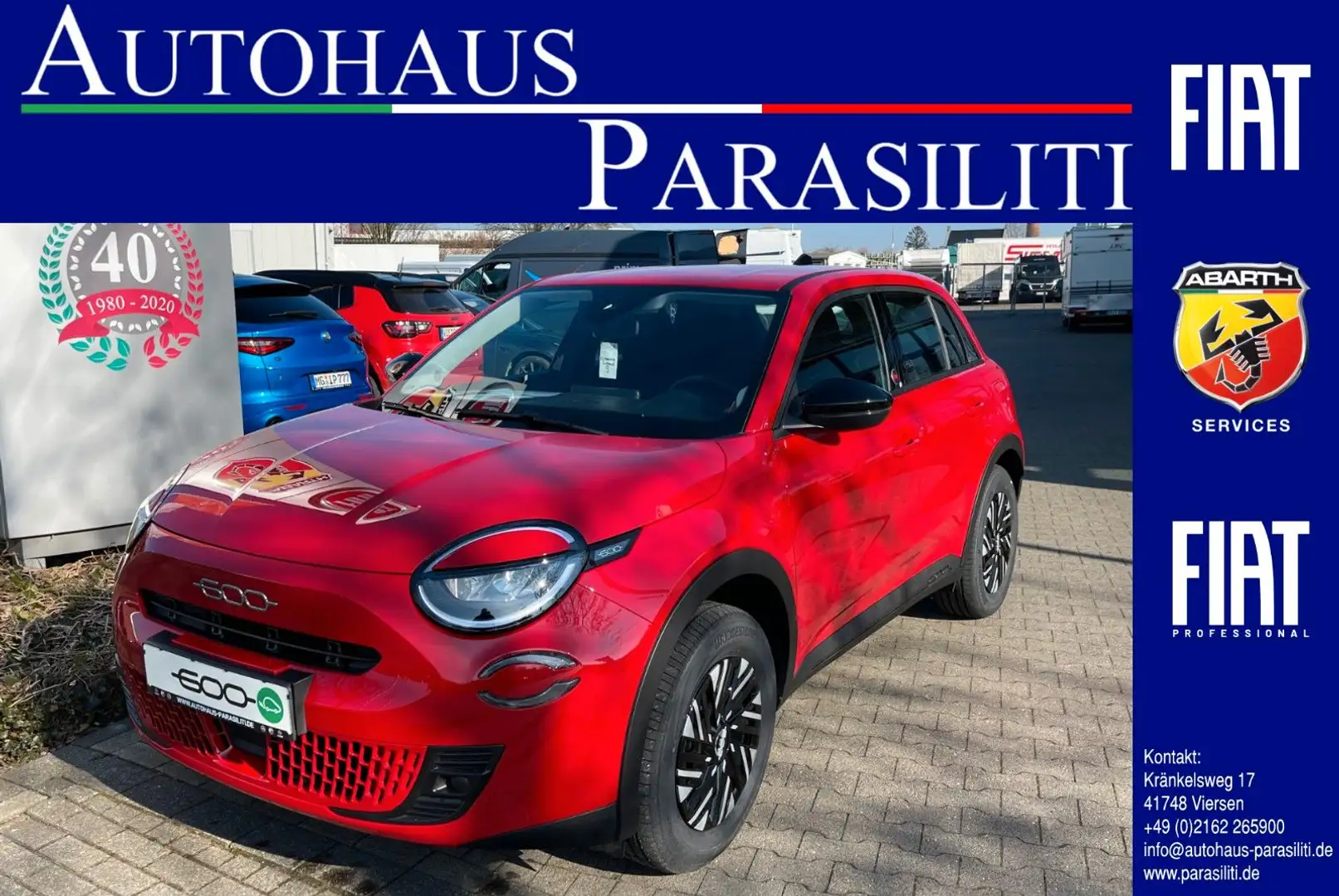 Fiat 600 e Red PDC WinterPaket LED Keyless Rojo - 1