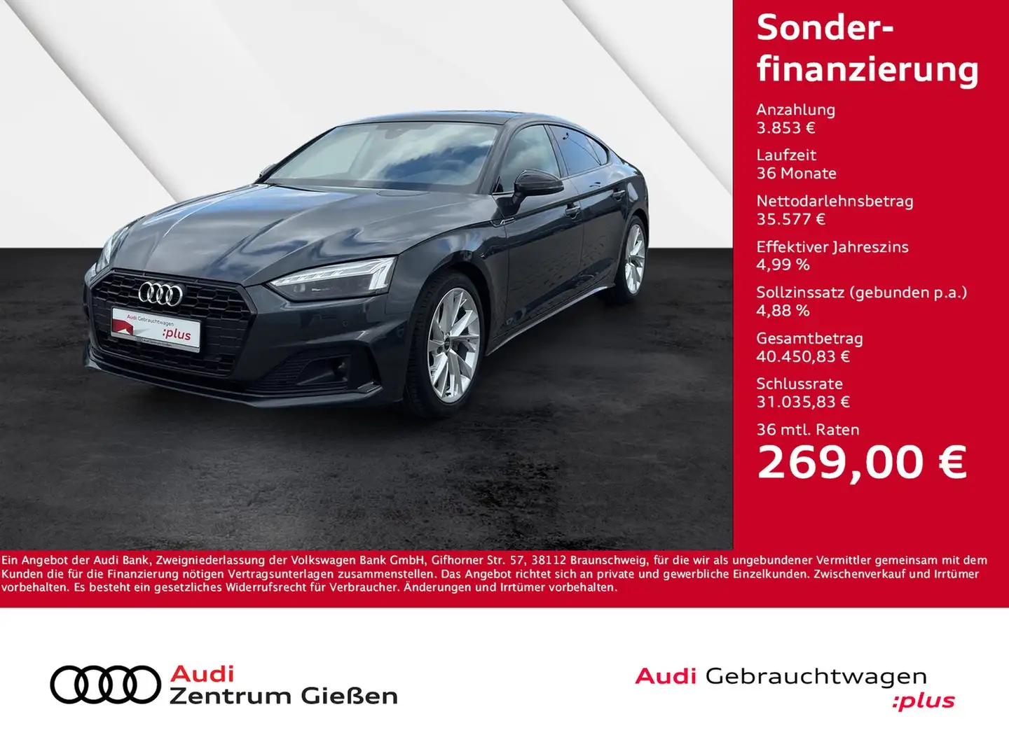 Audi A5 Sportback 40 TDI advanced black MATRIX PANO Gris - 1
