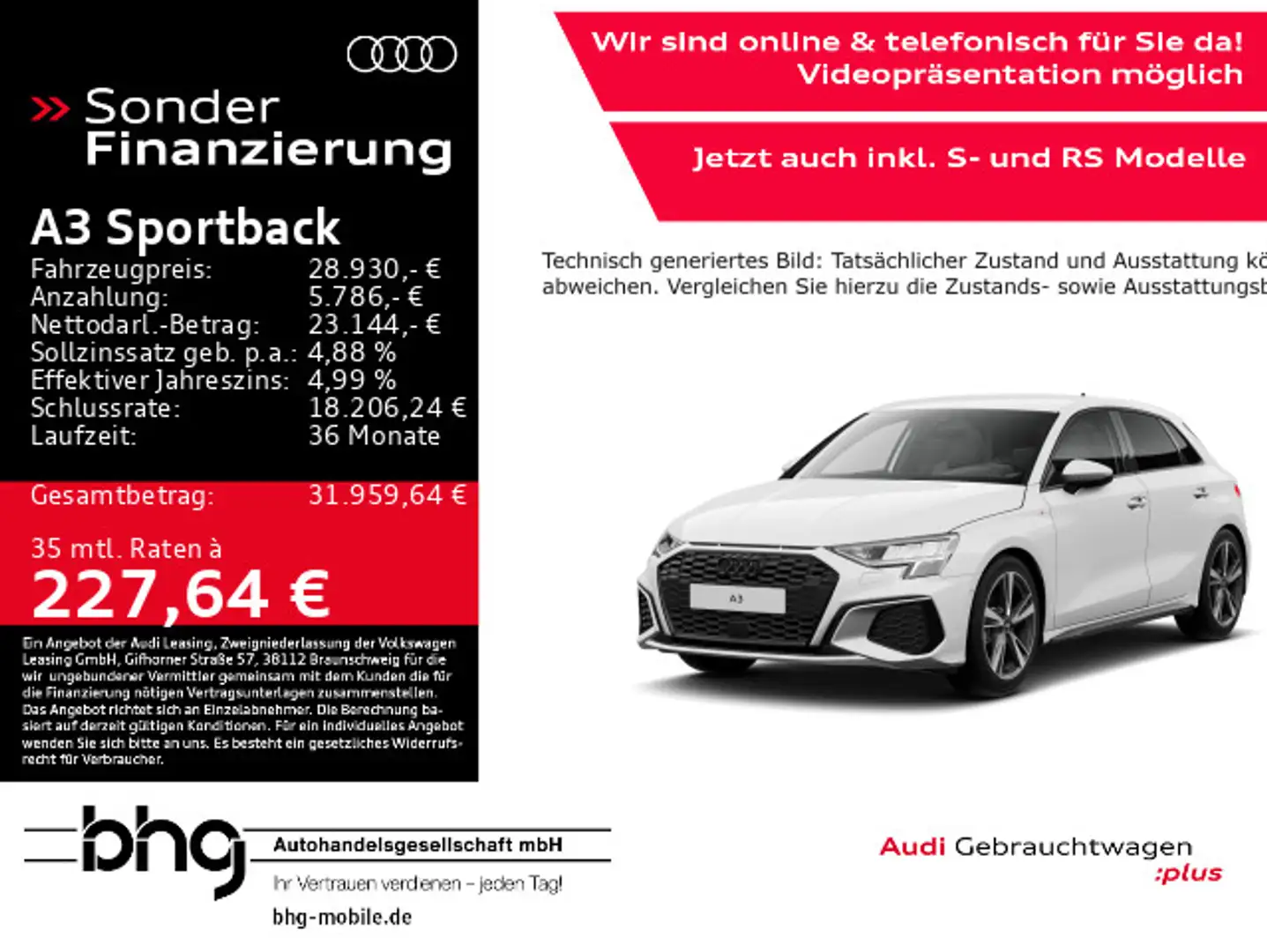 Audi A3 S line 35TDI S tronic Bianco - 1