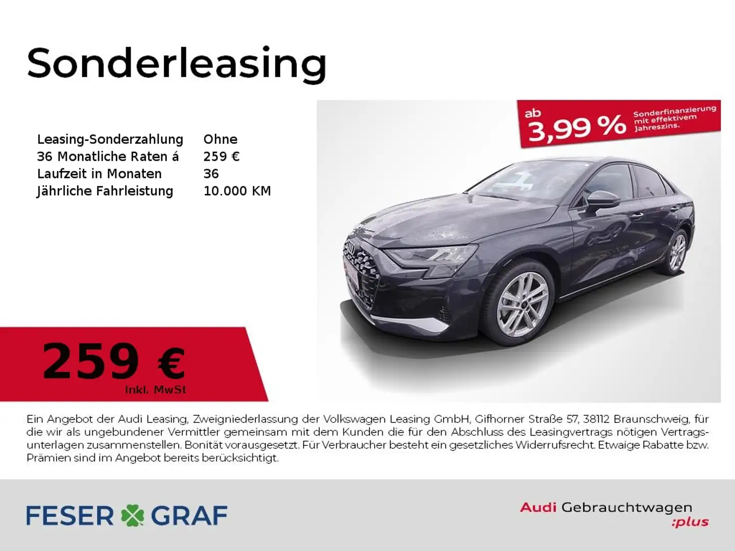 Audi A3 Limousine 30 TFSI advanced S tronic Navi ACC Grau - 1