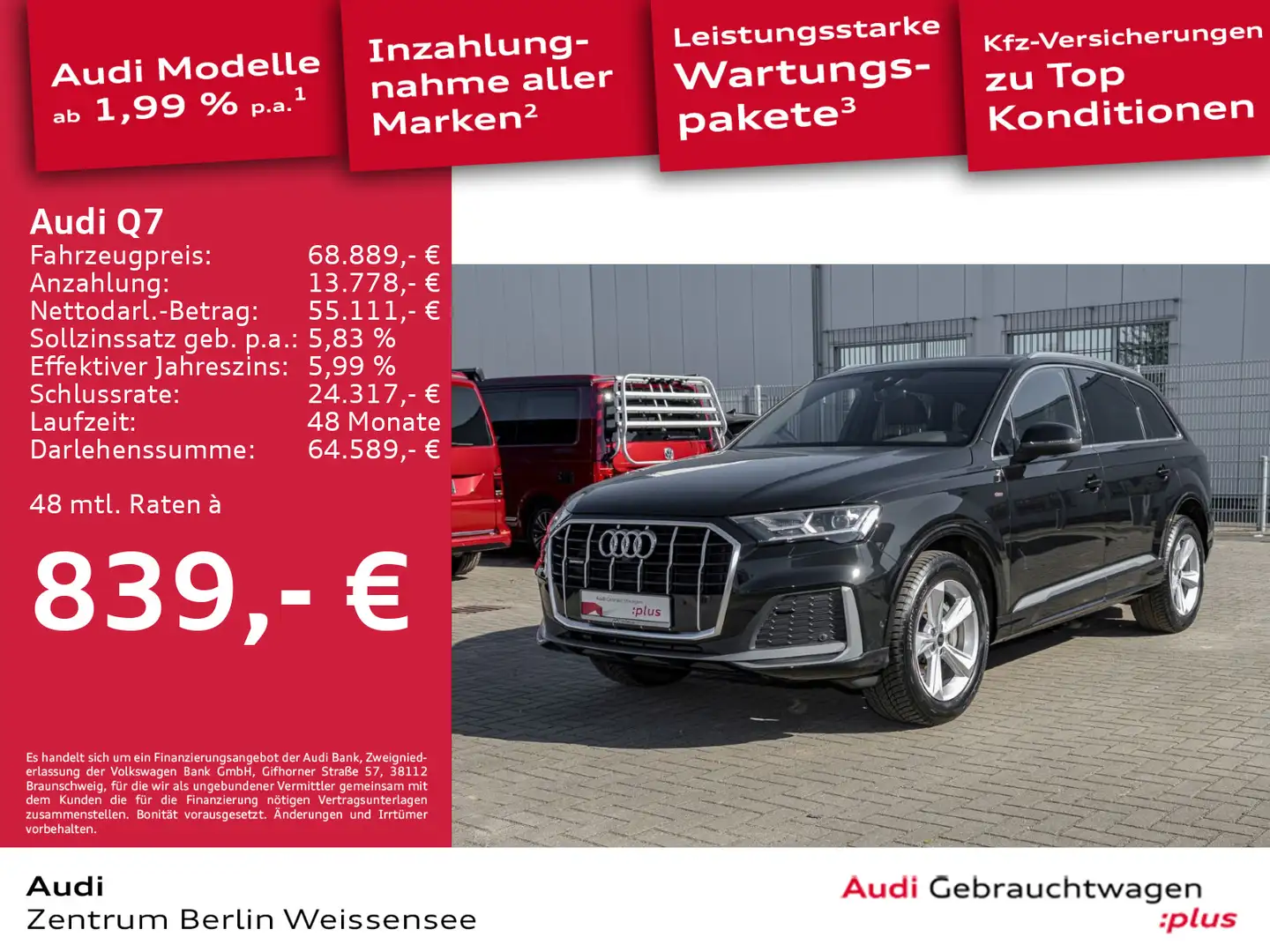 Audi Q7 50 TDI TIPT*QUA*S-LINE*LED*RFK*7-SITZ*DAB*GRA Schwarz - 1