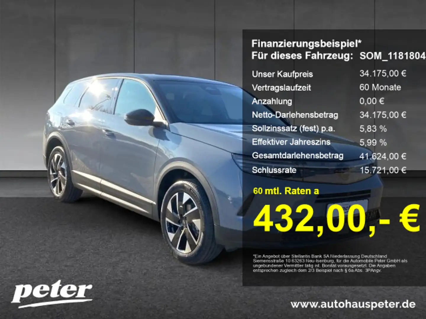Opel Grandland Grandland GS 1.2 Mildhybrid (eDTC) LH SH EPH Verfü Grau - 1