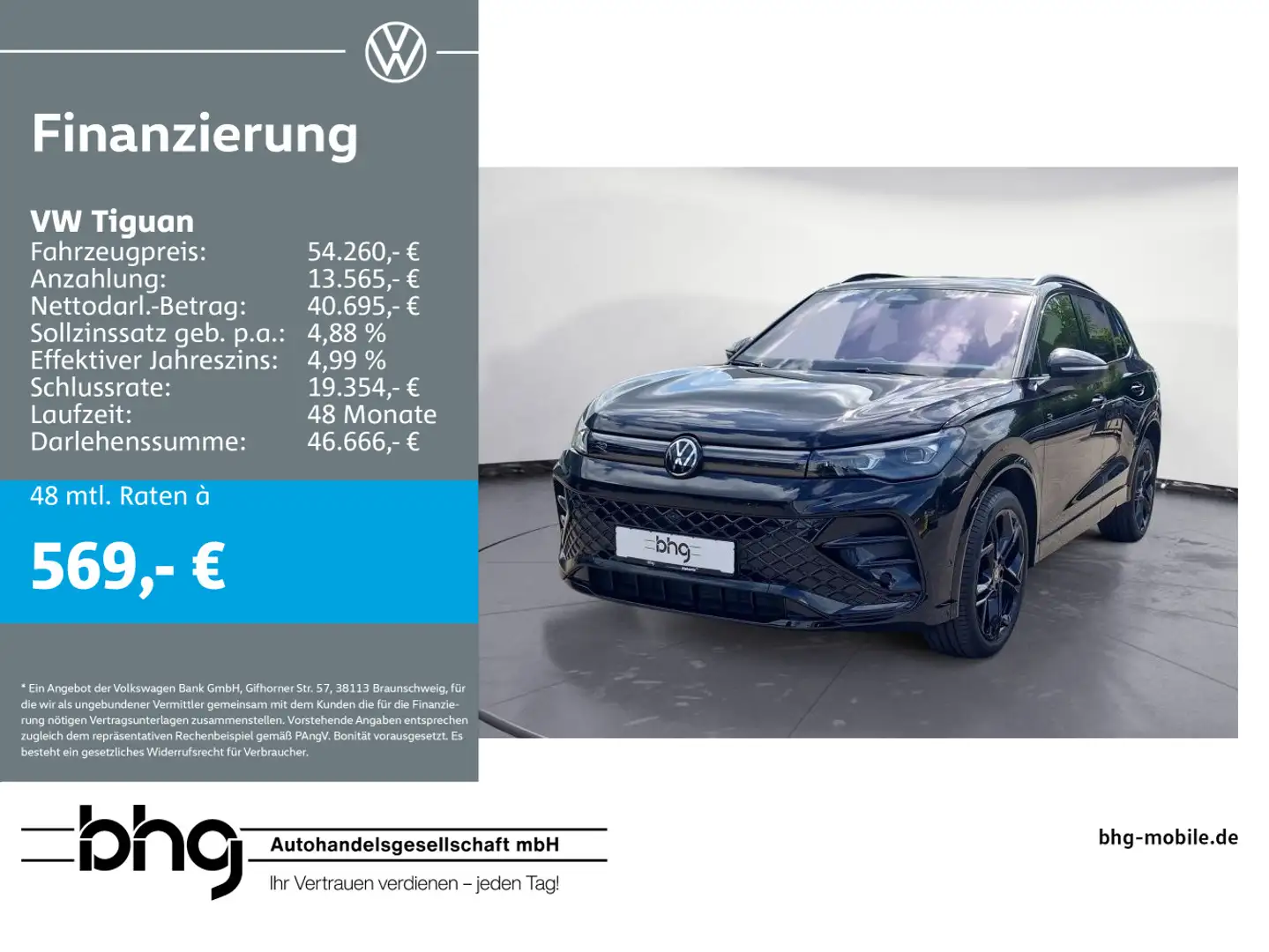 Volkswagen Tiguan 2.0 TDI DSG 4Motion R-Line AHK Pano h/k Schwarz - 1