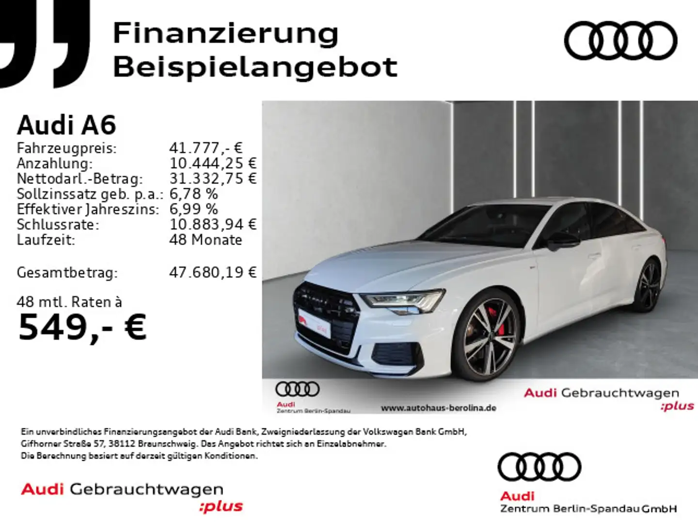 Audi A6 A6 Lim. 55 TFSI e qu. S line S tronic *Assist+* Weiß - 1