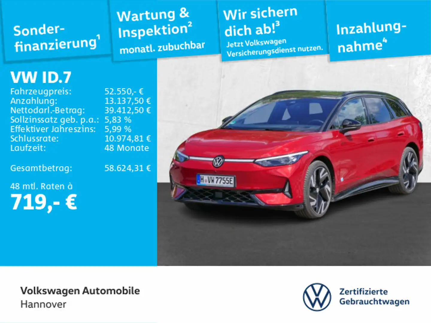 Volkswagen ID.7 Tourer 4Motion GTX AHK Harman Kardon DCC Pa Rot - 1