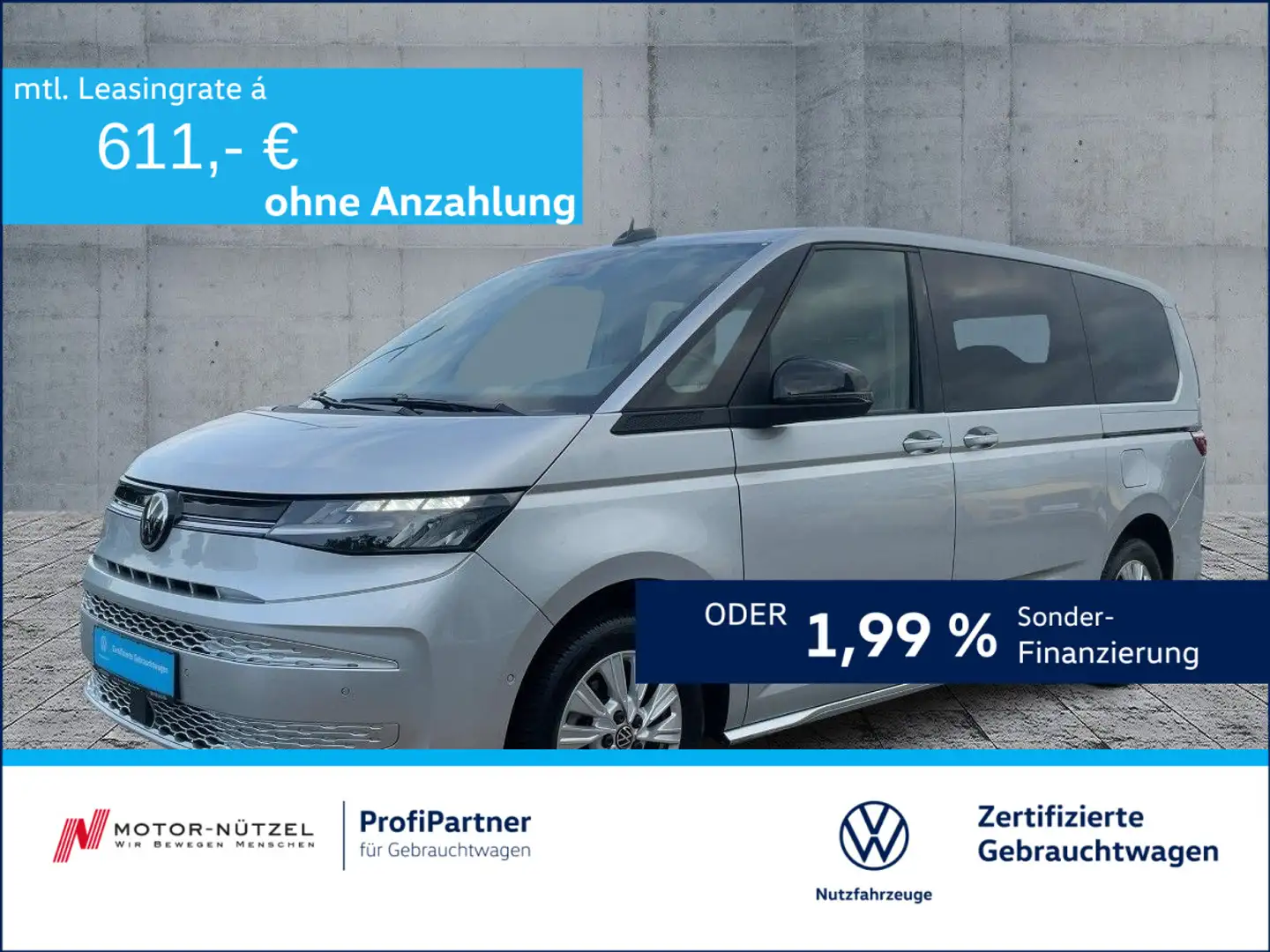 Volkswagen T7 Multivan T7 Multivan LÜ2.0TDI LED+NAV+ACC+SHZ+RFK+PLA+AHK Silber - 1