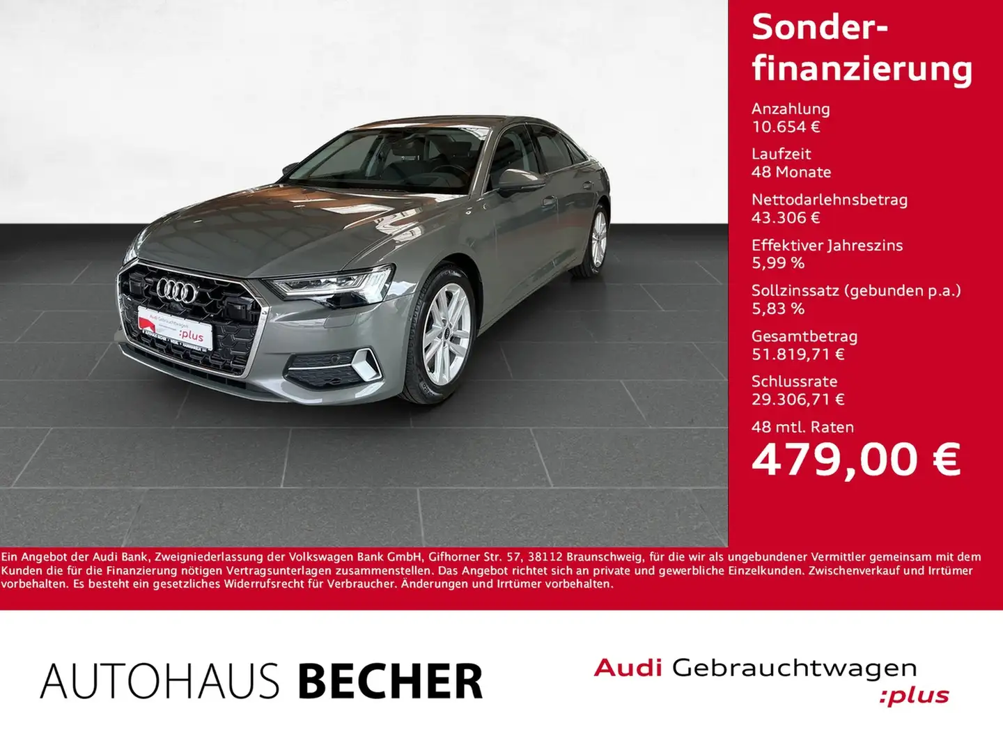 Audi A6 Limo advanced 50 TFSIe quattro S tronic /LED Grau - 1