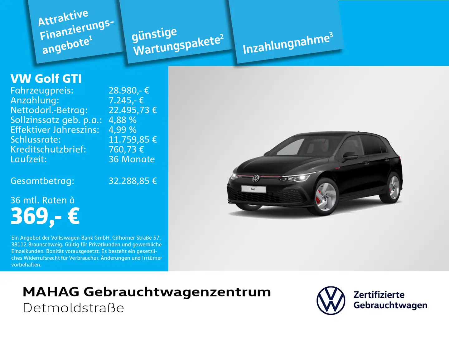 Volkswagen Golf GTI Golf VIII GTI 2.0 TSI DSG LED+ Navi ParkPilot Re Schwarz - 1