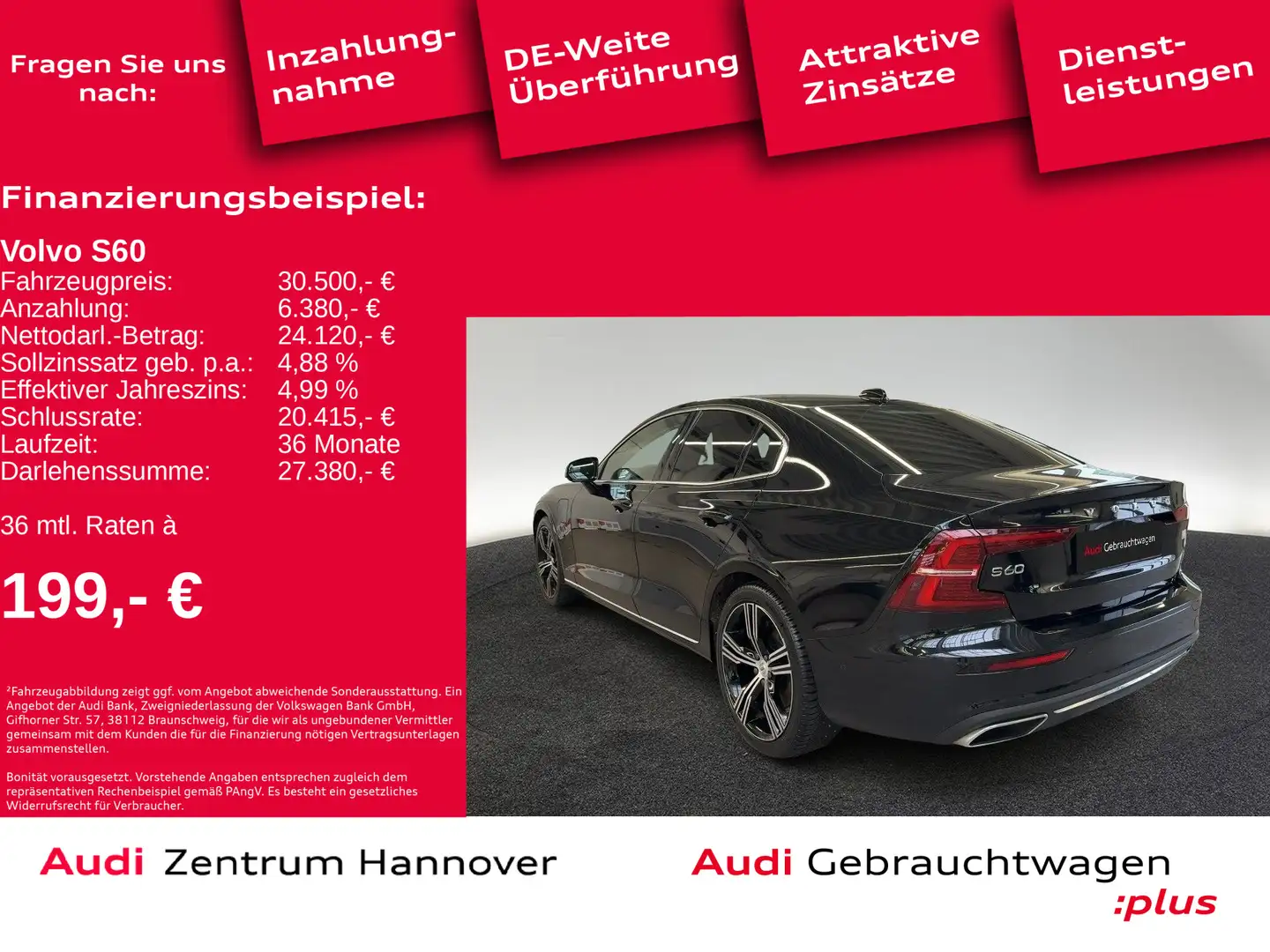 Volvo S60 T8 TwinEngine HuD Kamera LED Leder Schwarz - 2