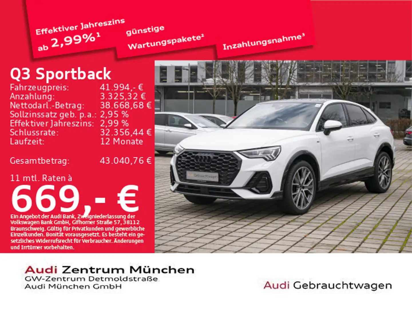 Audi Q3 40 TFSI qu. S tronic 2x S line Pano Weiß - 1