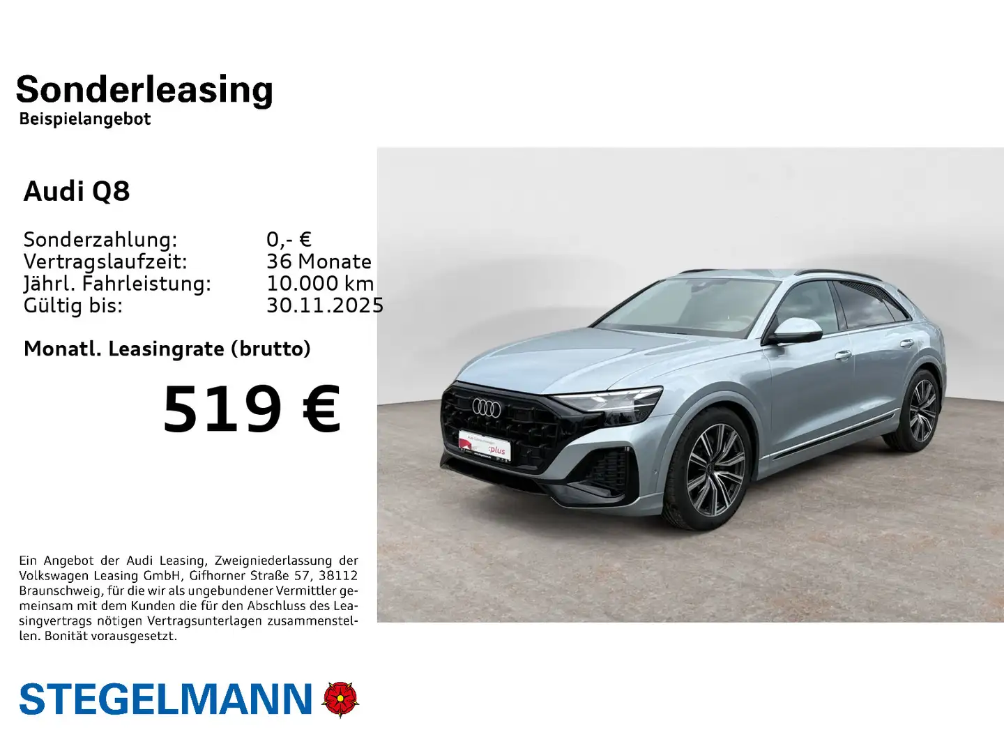 Audi Q8 45 TDI qu. tiptronic AIR*Matrix*AHK*schwarzpa Silber - 2