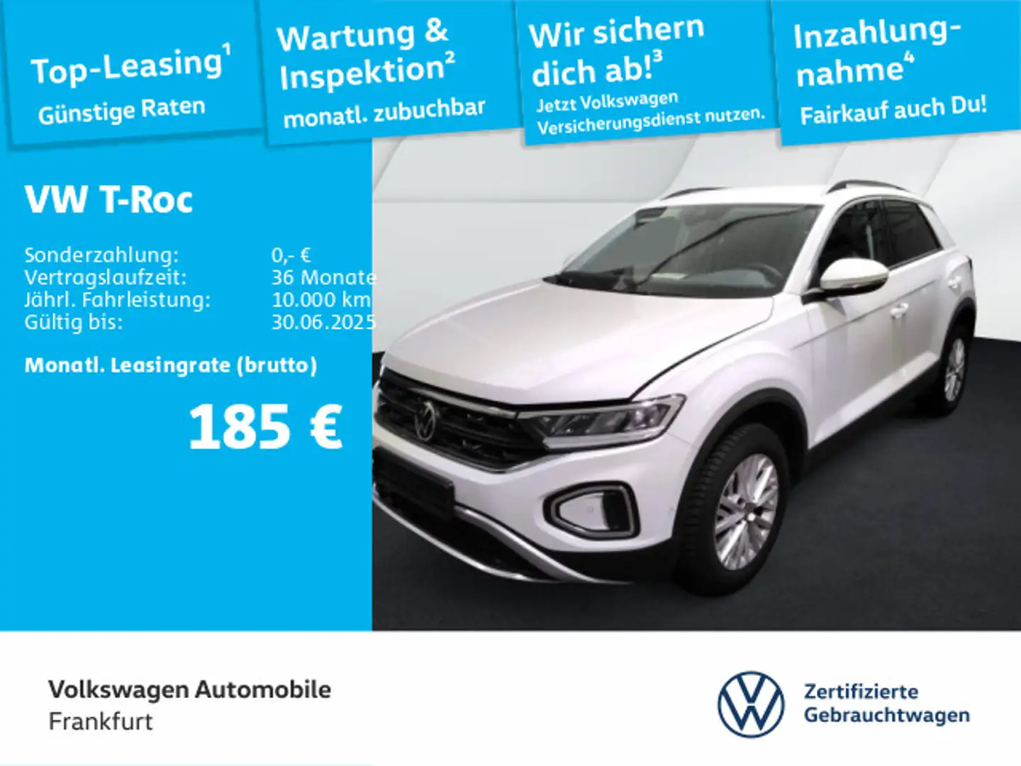 Volkswagen T-Roc 1.0 TSI Life Navi LED DAB+ FrontAssist Bianco - 1