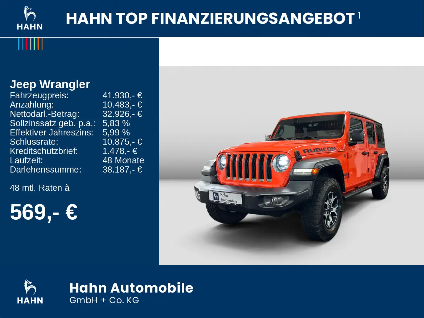 Jeep Wrangler 2.0 T-GDI Rubicon AHK Hardtop Leder Nav Orange - 2