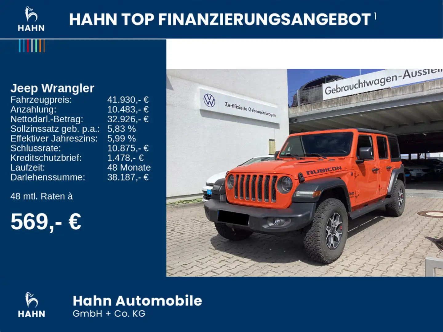 Jeep Wrangler 2.0 T-GDI Rubicon AHK Hardtop Leder Nav Orange - 2