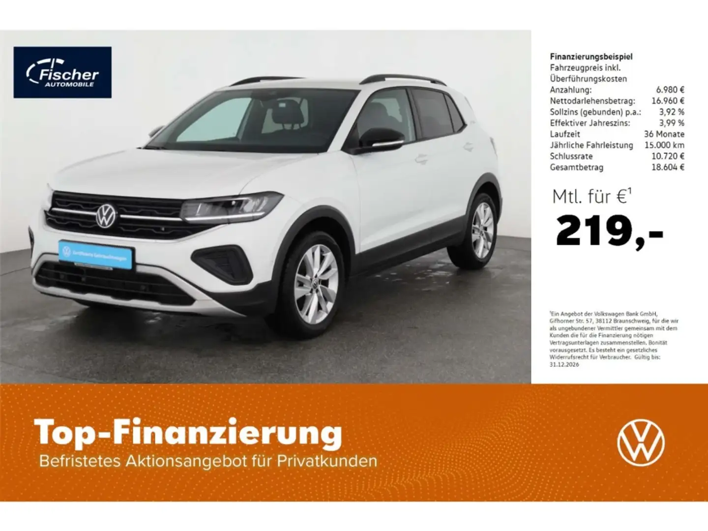 Volkswagen T-Cross 1.0 TSI GOAL DSG AHK/NAV/LED/ACC/SH/PDC Weiß - 1