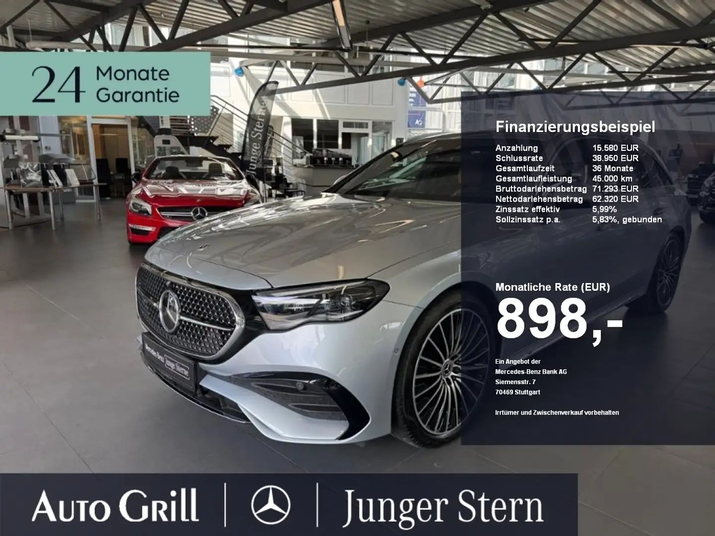 Mercedes-Benz E 450 T d 4M AMG Premium Superscreen3D Nappa FAP Silber - 1