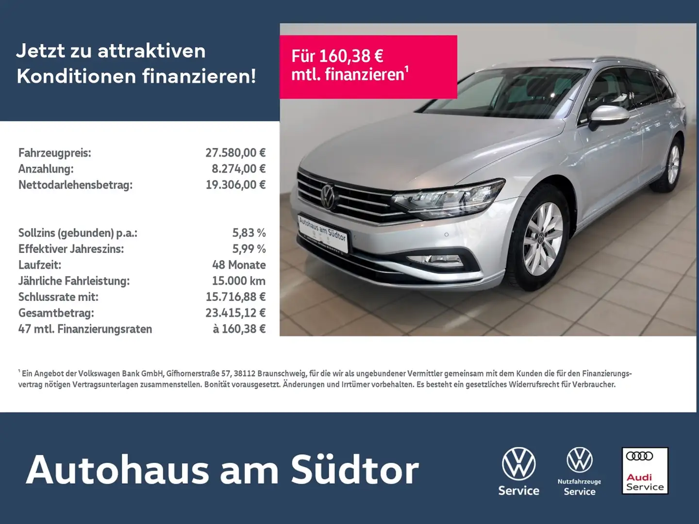 Volkswagen Passat Variant Business 1.5 TSI DSG LED AHK RFK Silber - 1