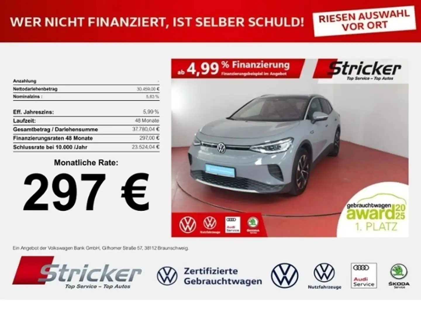 Volkswagen ID.4 Pro Performance 150/77 297,-ohne Anzahlung IQ.Lig Grau - 1