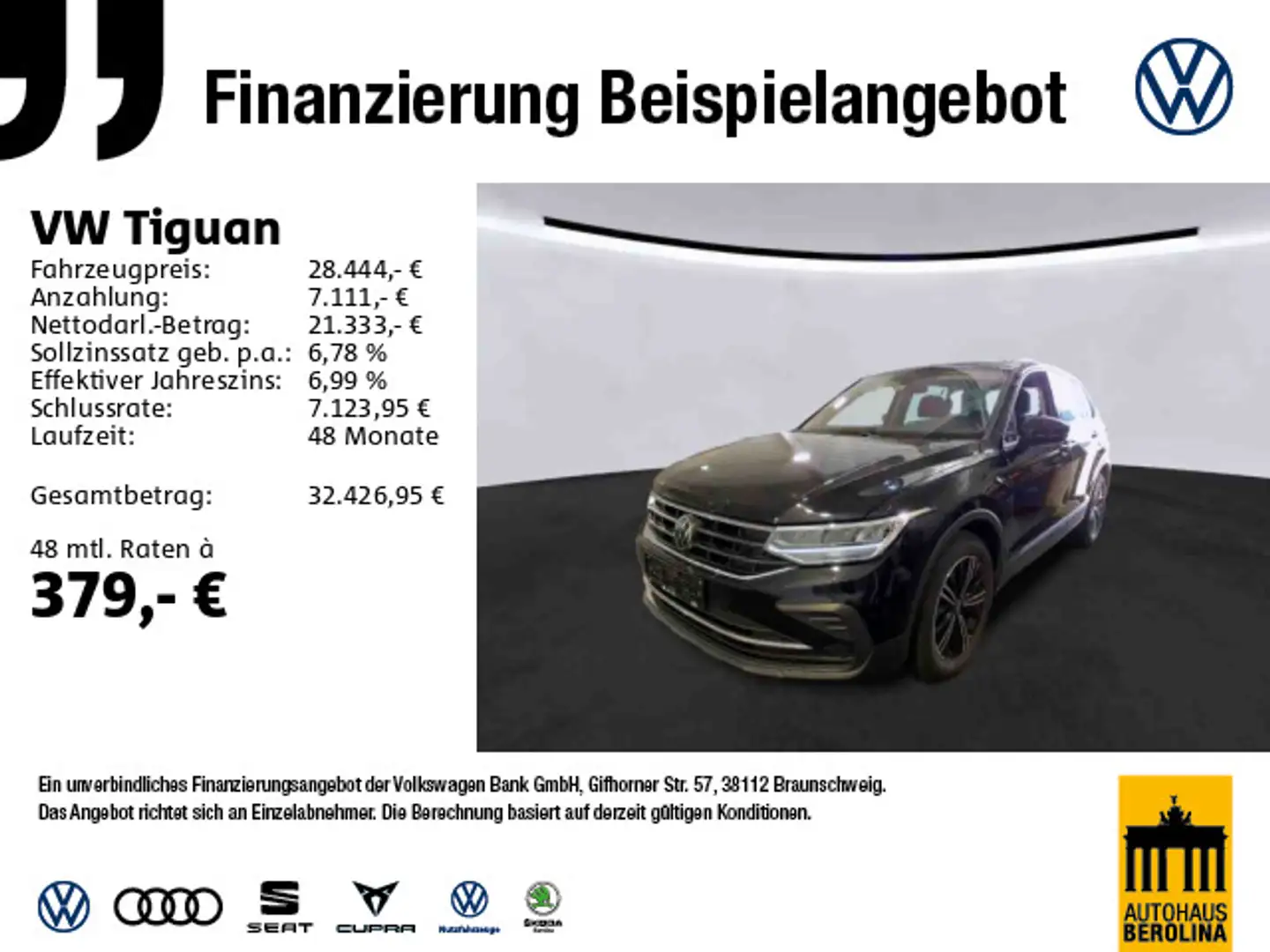 Volkswagen Tiguan 1.5 TSI Active DSG *NAV*ACC*LED*R-CAM* Schwarz - 1