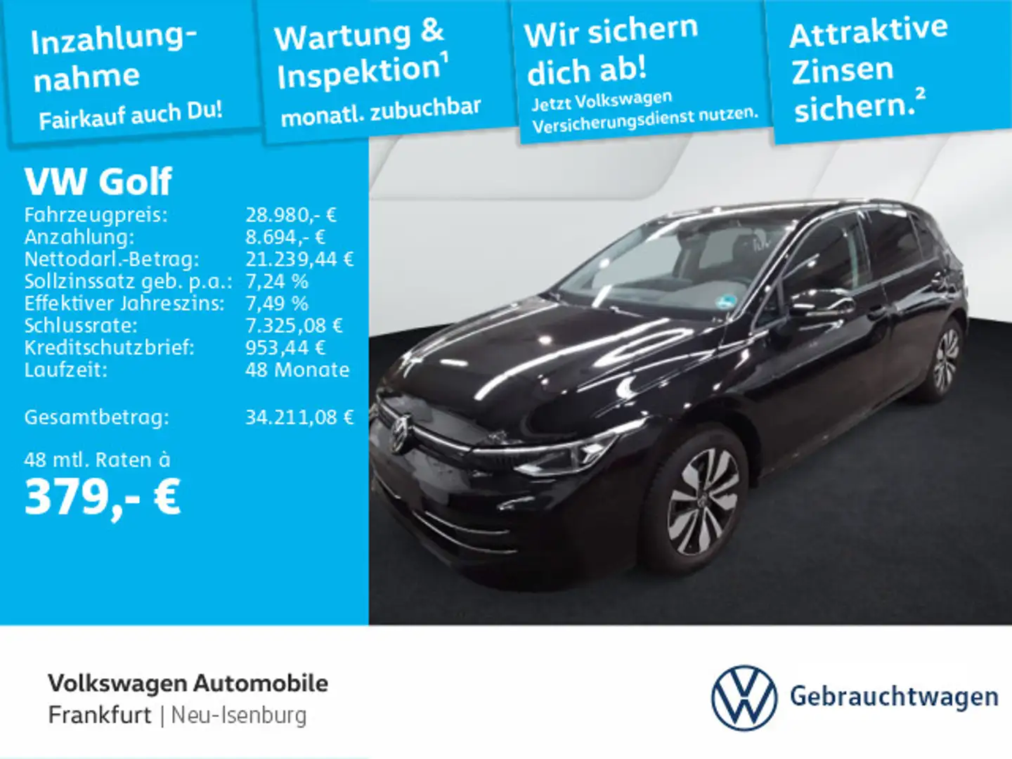 Volkswagen Golf VIII 2.0 TDI DSG Goal Navi LEDPlus DAB+ Fro Schwarz - 1