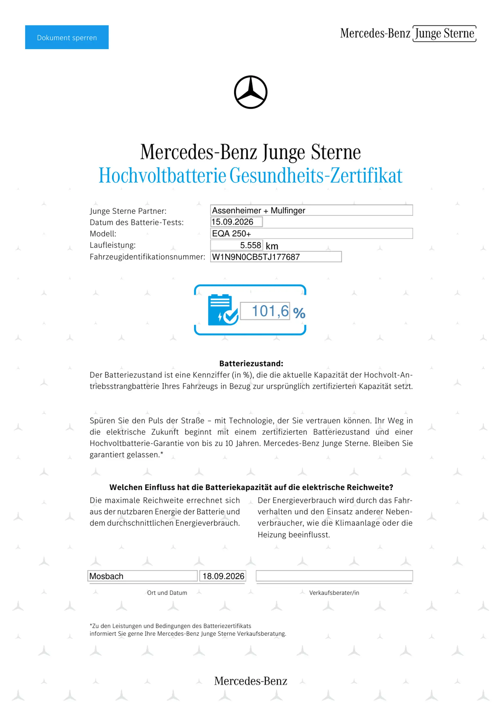 Mercedes-Benz EQA 250 + MBUX+Wide+Cam+LED+Navi+AUT+Keyl+Totw — photo 11