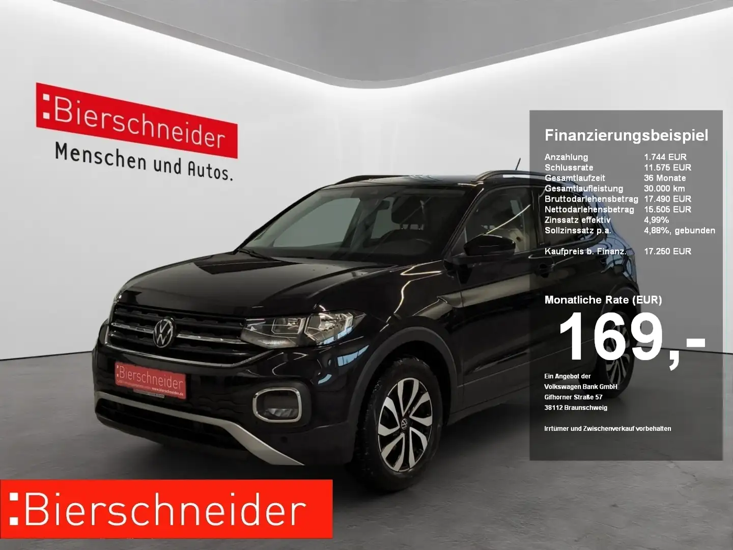 Volkswagen T-Cross 1.0 TSI DSG Active NAVI BEATS ACC SHZ 16 PDC DIG.C Schwarz - 1