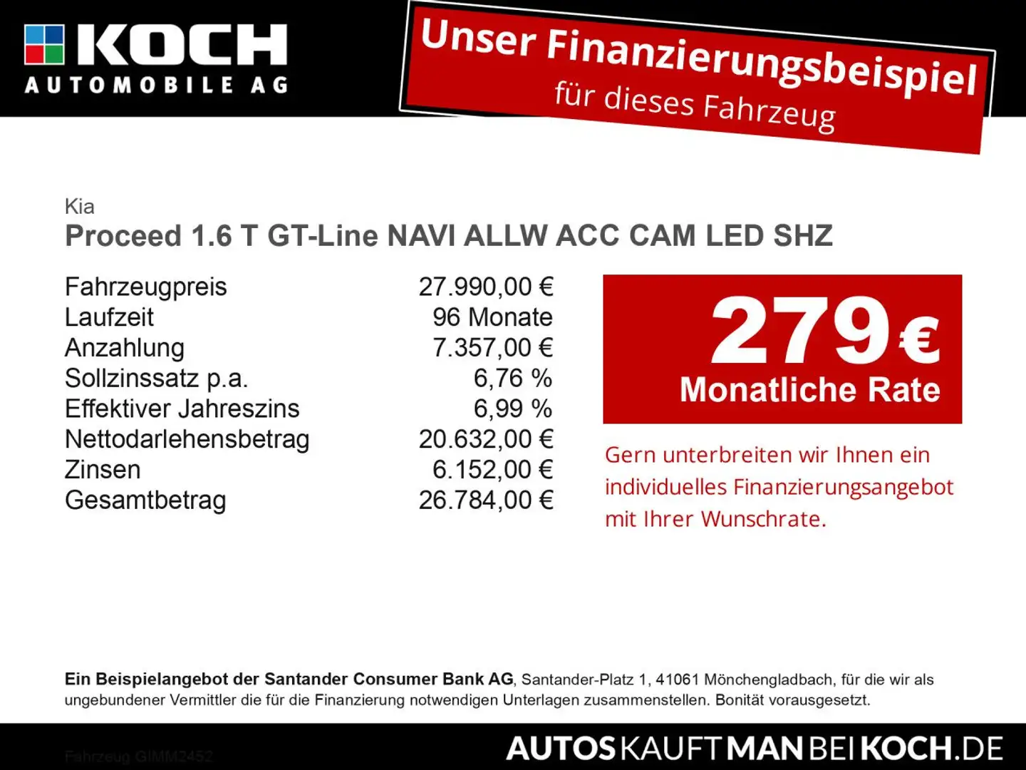 Kia ProCeed / pro_cee'd Proceed 1.6 T GT-Line NAVI ALLW ACC CAM LED SHZ Blanc - 2