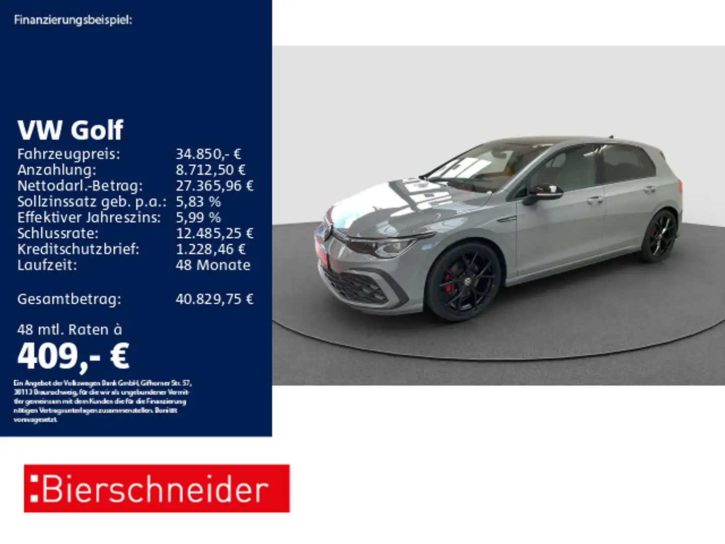 Volkswagen Golf 8 2.0 TDI DSG GTD Black 19 AHK MATRIX PANO Grau - 1