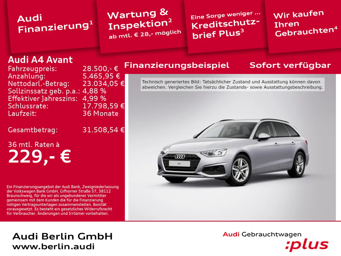 Audi A4 35 TFSI S tr. LED NAVI RFK VIRTUAL Silber - 1