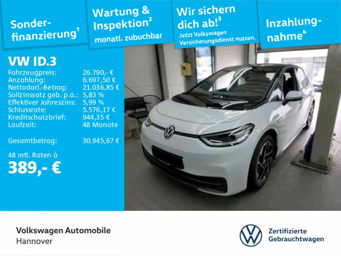 Volkswagen ID.3 Pro Performance Navi Kamera ACC LED SHZ PDC Blanc - 1