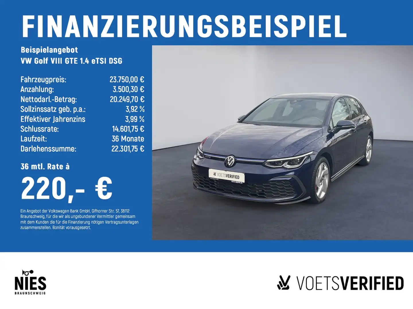 Volkswagen Golf VIII GTE 1.4 eTSI DSG LED+ACC+PANO Blau - 2