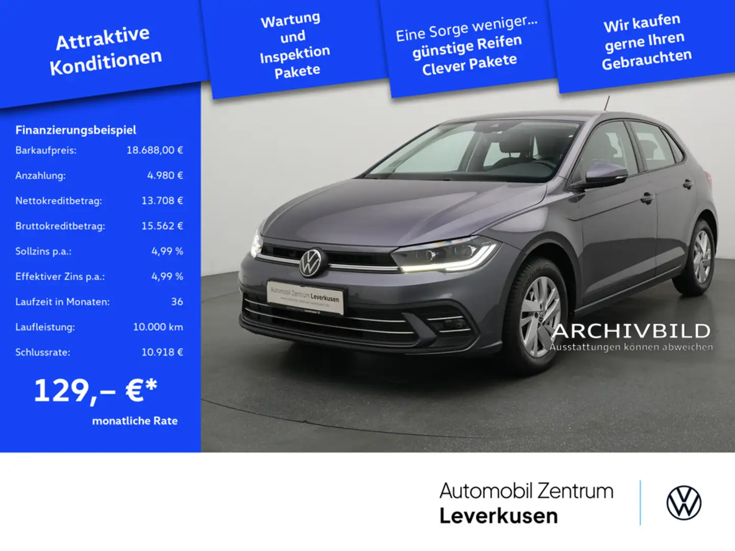 Volkswagen Polo Life DSG KAM LED CARPLAY KLIMA PDC SHZ Grau - 1