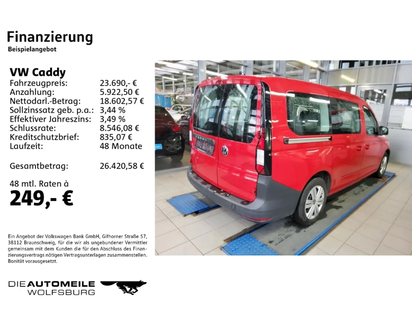 Volkswagen Caddy Kombi 1.5 TSI Maxi ACC/Multilenk/Sitzhzg Rot - 2