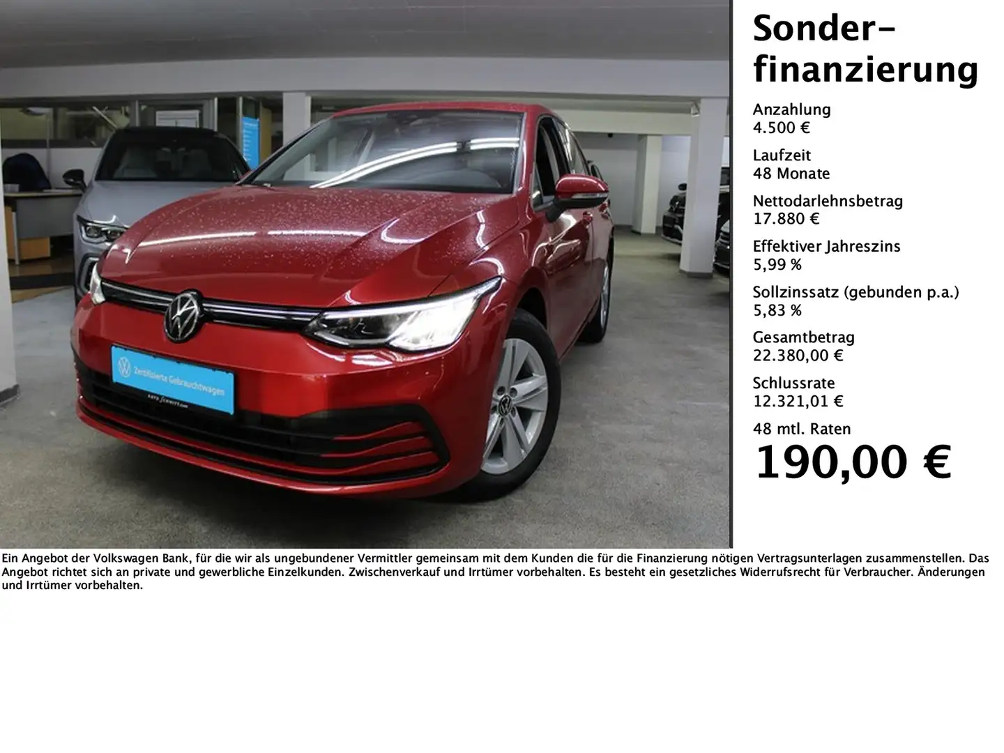 Volkswagen Golf Life 1.5 eTSI DSG LED+NAVI+ACC+PDC+LM-FELGEN Rouge - 1
