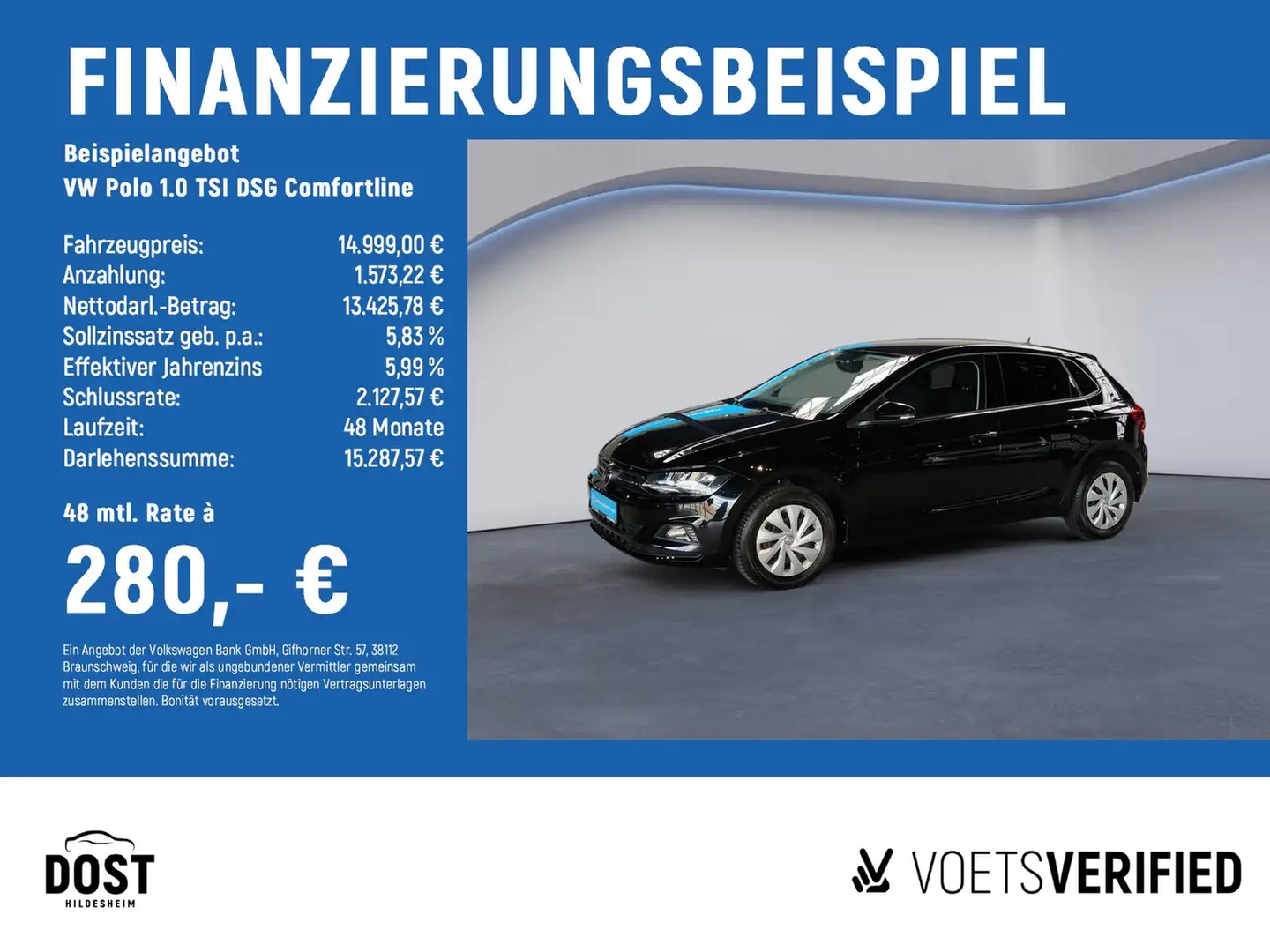 Volkswagen Polo 1.0 TSI DSG Comfortline ACC+KLIMA+PDC+NAVI Nero - 2