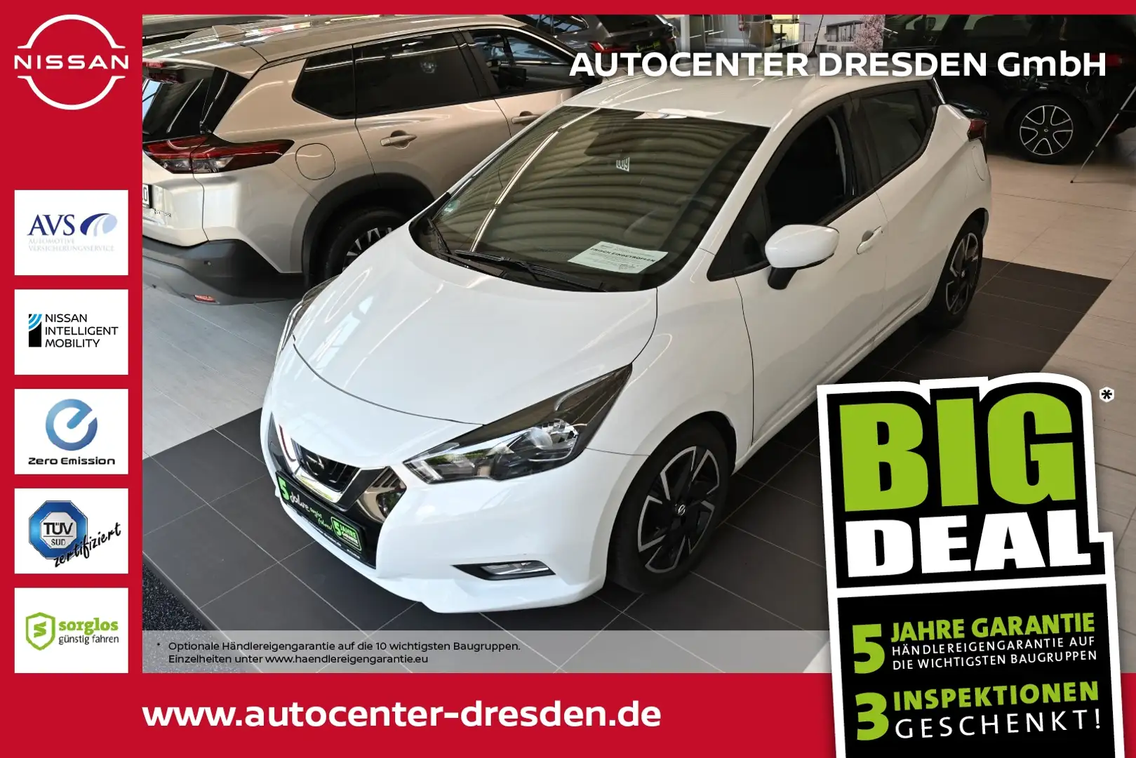 Nissan Micra 1.0IG-T N-Way Navi SH PDC ZV EFH Bluetooth Weiß - 1