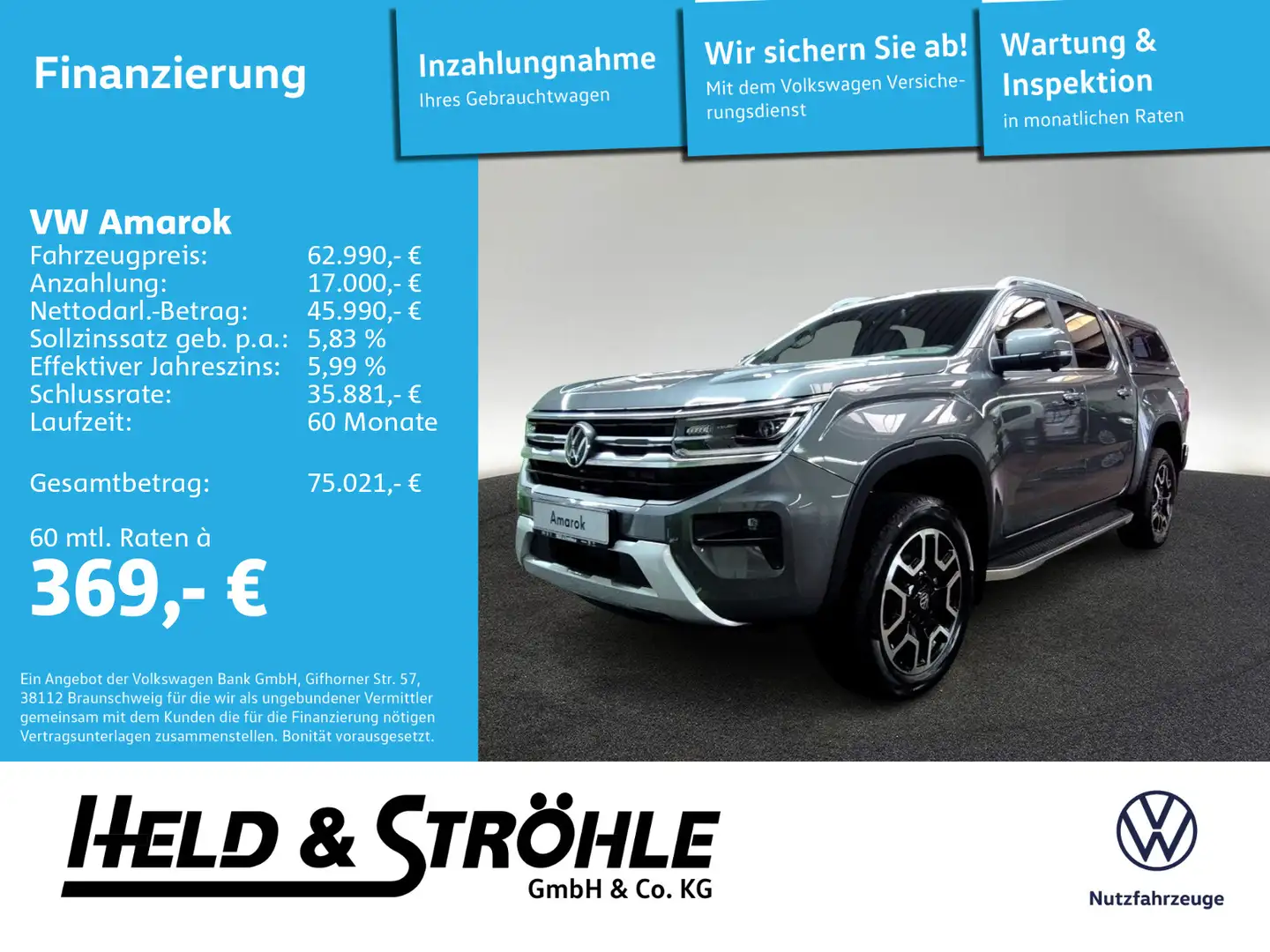 Volkswagen Amarok Style Hardtop 3.0TDI 4M AHK,20 Zoll,Navi Grijs - 1