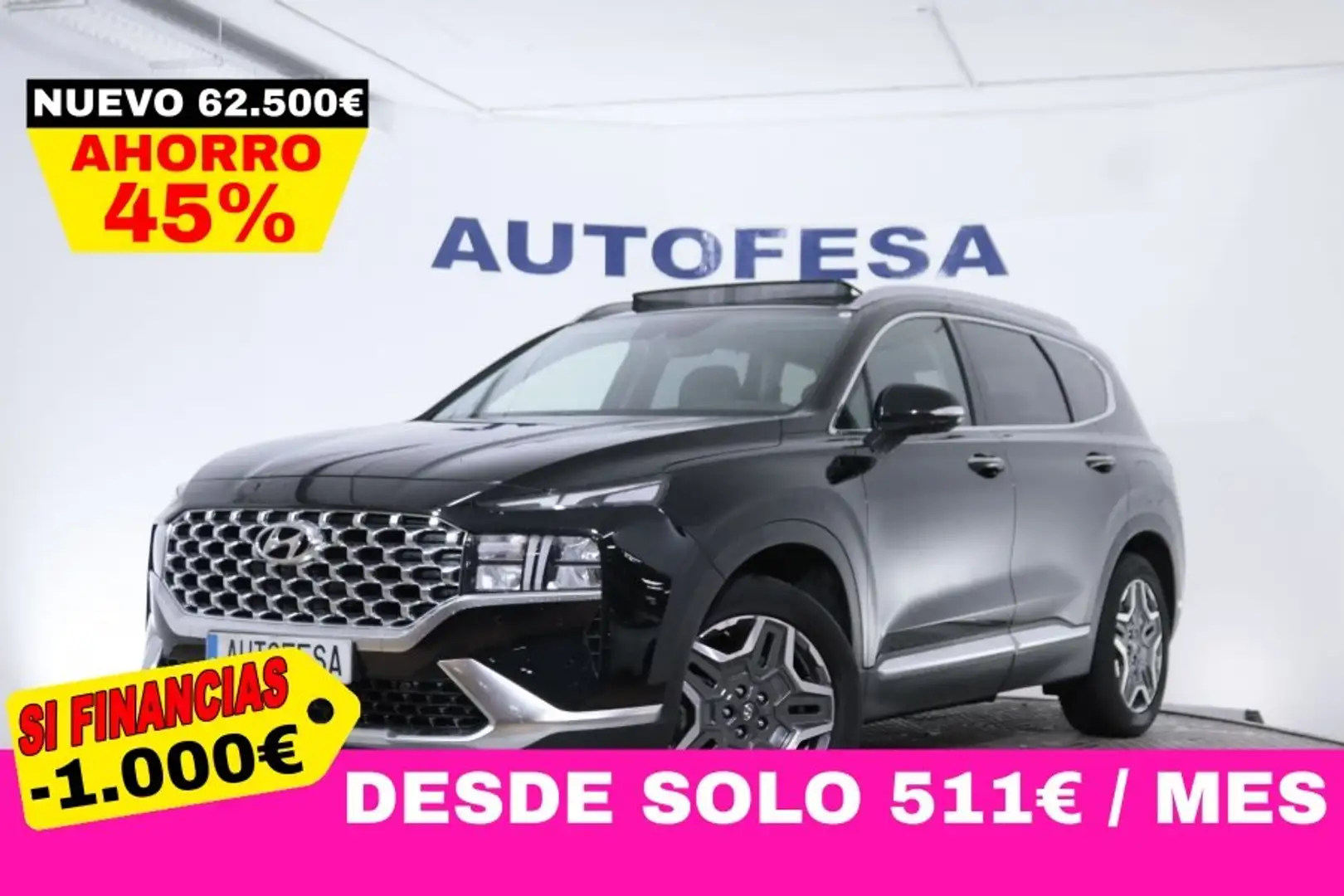 Hyundai SANTA FE 1.6 PHEV TECNO AUTO 265CV 4x4 7 PLAZAS 5P #CUERO, Negro - 1