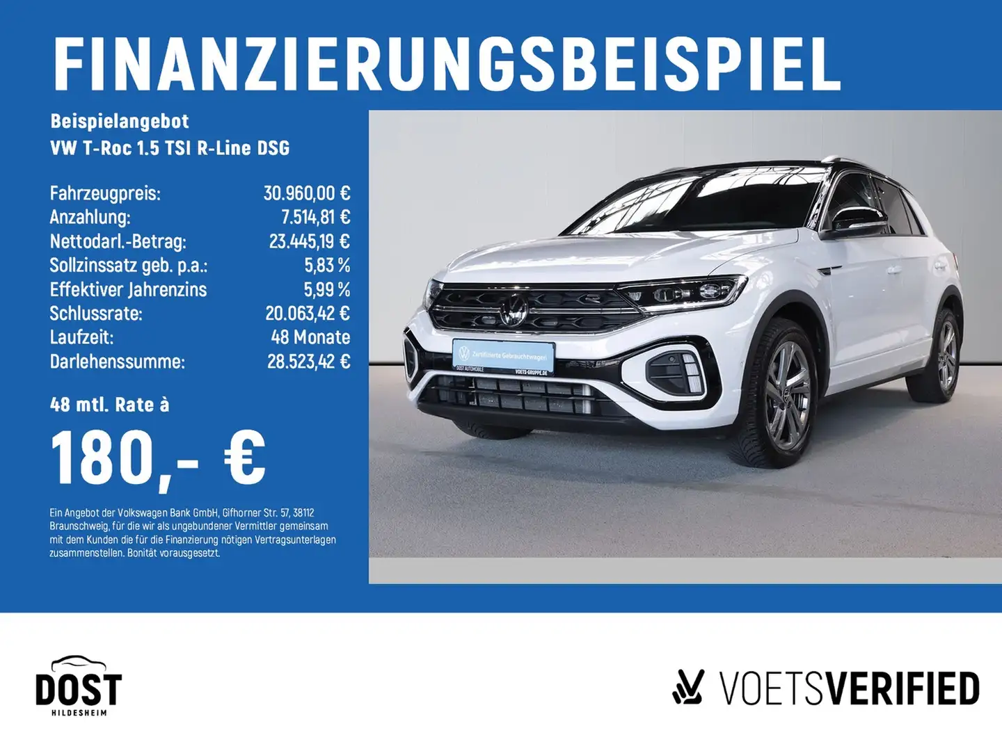 Volkswagen T-Roc 1.5 TSI R-Line DSG ACC+LED+NAVI+SHZ+KAMERA Wit - 2