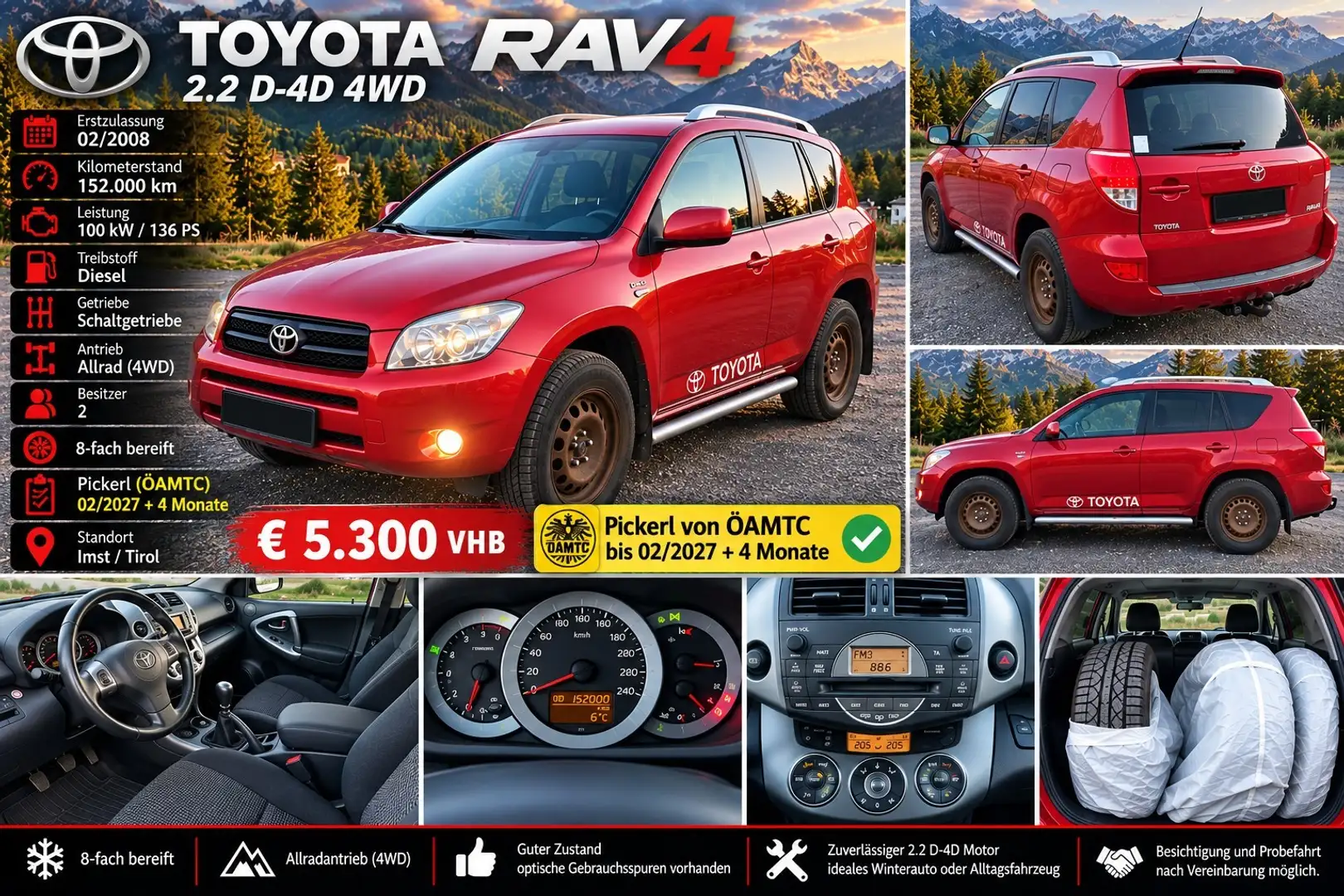 Toyota RAV4 2,2 D-4D 135 DPF 4WD Cross Sport Rot - 1