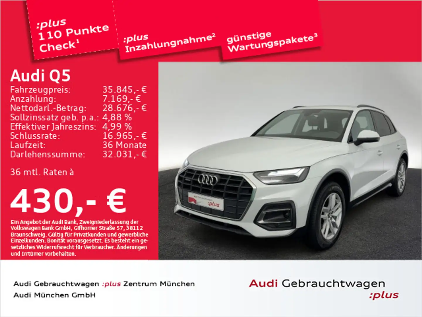 Audi Q5 50 TFSI e qu. S tronic Navi+/Leder Weiß - 1